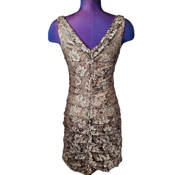 Express Gold Floral Lace Bodycon Mini Cocktail Dress Size 6 Women's A81 - Picture 5 of 10